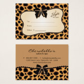 Salon Gift Card Spa Valentijnsdag Cheetah Animal Visitekaartje (Voorkant /achterkant)