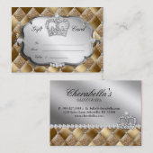 Salon Gift Card Tufted Diamond Crown Gold Glitter Kortingskaartje (Voorkant / Achterkant)