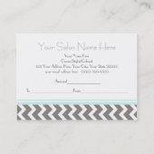 Salon Gift Certificate Aqua Gray Chevron Kortingskaartje (Achterkant)