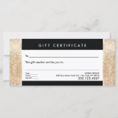 Salon Gift Certificate Black Stripes Gold Sequin (Achterkant)