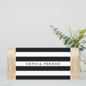 Salon Gift Certificate Black Stripes Gold Sequin (Staand voorkant)