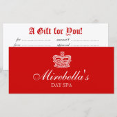 Salon Gift Certificate Crown Red White (Voorkant / Achterkant)