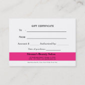 Salon Gift Certificate (Deep Pink) Kortingskaartje (Achterkant)