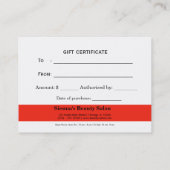 Salon Gift Certificate (Firebrick) Kortingskaartje (Achterkant)