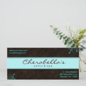 Salon Gift Certificate Floral Elegant Turquoise (Staand voorkant)