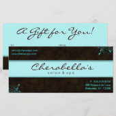 Salon Gift Certificate Floral Elegant Turquoise (Voorkant / Achterkant)