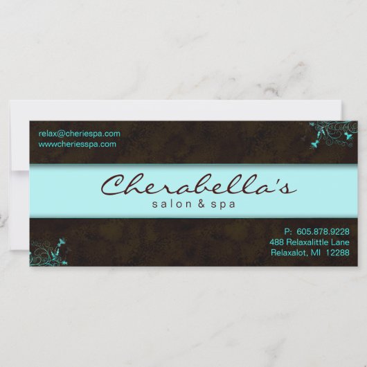 Salon Gift Certificate Floral Elegant Turquoise (Voorkant)