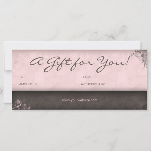 Salon Gift Certificate Floral Pink Taupe  (Achterkant)
