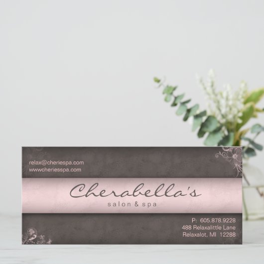 Salon Gift Certificate Floral Pink Taupe  (Staand voorkant)