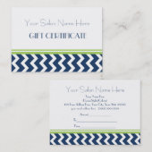 Salon Gift Certificate Limoen Blue Chevron Kortingskaartje (Voorkant / Achterkant)