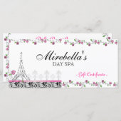 Salon Gift Certificate Paris Eiffel Tower Rozen (Voorkant / Achterkant)