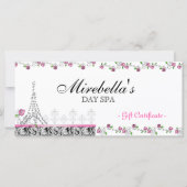 Salon Gift Certificate Paris Eiffel Tower Rozen (Voorkant)