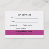 Salon Gift Certificate (Plum) Kortingskaartje (Achterkant)