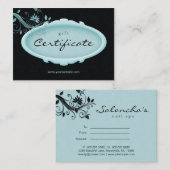 Salon Gift Certificate Spa Floral Blue Black Kortingskaartje (Voorkant / Achterkant)
