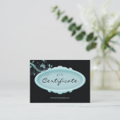 Salon Gift Certificate Spa Floral Blue Black Kortingskaartje (Staand voorkant)