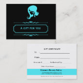 Salon Gift Certificate (Turquiose) Kortingskaartje (Voorkant / Achterkant)