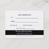 Salon Gift Certificate (zwart) Kortingskaartje (Achterkant)