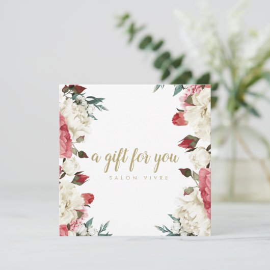 Salon Gift Kaart Botanical Flowers Stripes (Staand voorkant)
