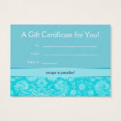 Salon Gift Kaart Certificate Spa Blue Damask (Achterkant)