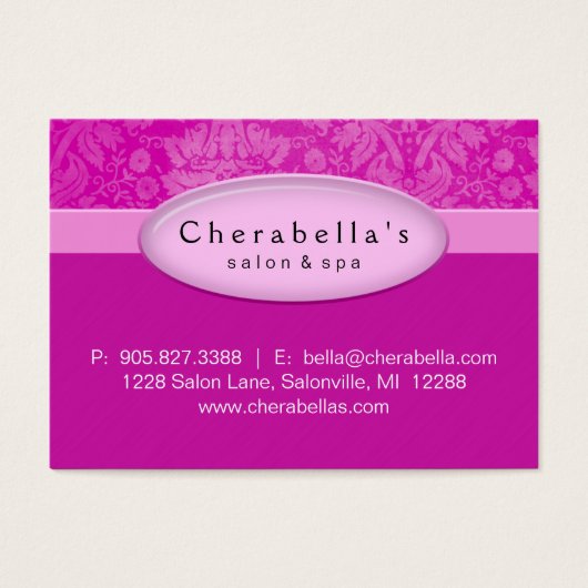 Salon Gift Kaart Certificate Spa Pink Damask (Voorkant)