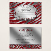 Salon Gift Kaart Jewelry Zebra Xmas Red Silver (Voorkant /achterkant)
