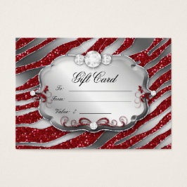 Salon Gift Kaart Jewelry Zebra Xmas Red Silver