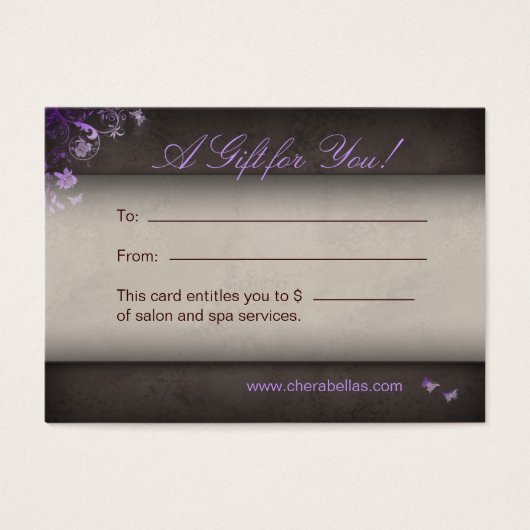 Salon Gift Kaart Spa Butterfly paars (Voorkant)