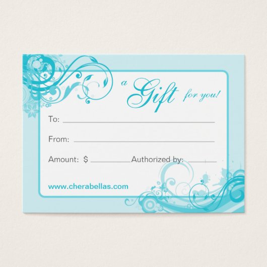 Salon Gift Kaart Spa Floral Swirls BB (Voorkant)