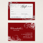 Salon Gift Kaart Spa Floral Swirls Red White (Voorkant /achterkant)