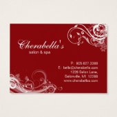 Salon Gift Kaart Spa Floral Swirls Red White (Achterkant)