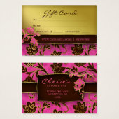 Salon Gift Kaart Spa Gold Floral Pink Brown (Voorkant /achterkant)
