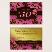 Salon Gift Kaart Spa Gold Floral Pink Brown $50 (Voorkant /achterkant)