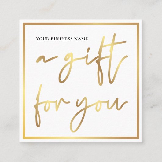 Salon Glam Gold Logo Moderne Cadeaubon Vierkante Visitekaartje (Voorkant)