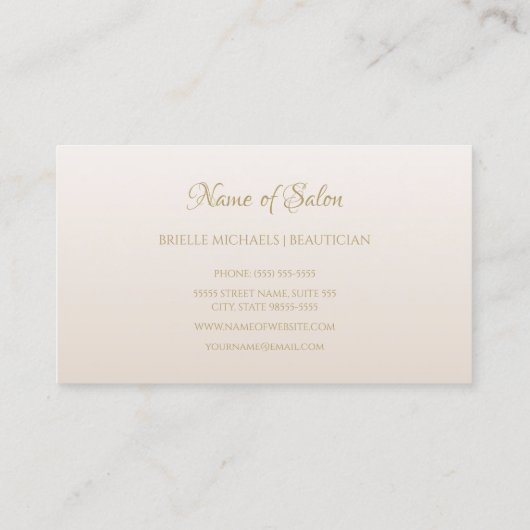 Salon Glitter Chique Licht Roos Roze Filigraan Lij Visitekaartje (Achterkant)