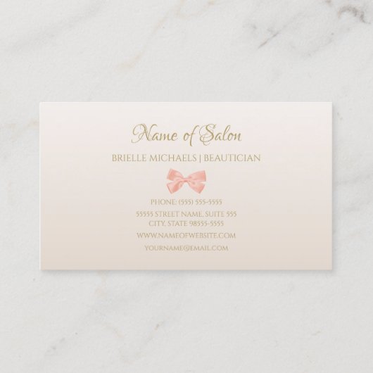 Salon Glitter Glam Lijst en chique roze strik Visitekaartje (Achterkant)