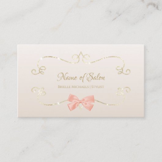 Salon Glitter Glam Lijst en chique roze strik Visitekaartje (Voorkant)