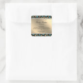 Salon Glitter Leopard Blauwgroen Vierkante Sticker (Tas)