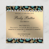 Salon Glitter Leopard Blauwgroen Vierkante Visitekaartje (Voorkant)