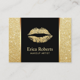 Salon Gold Glitter Lips Makeup Artist Appointment Afsprakenkaartje