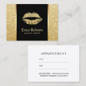 Salon Gold Glitter Lips Makeup Artist Appointment Afsprakenkaartje (Voorkant / Achterkant)