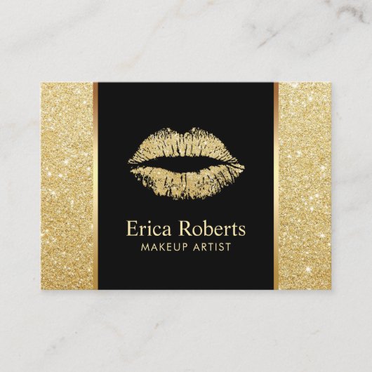 Salon Gold Glitter Lips Makeup Artist Appointment Afsprakenkaartje (Voorkant)