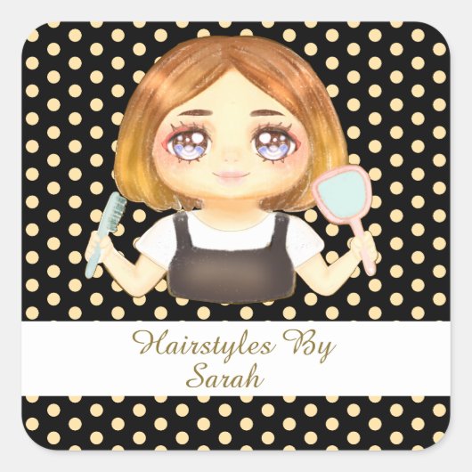 Salon Haarstylist Vierkante Sticker (Voorkant)