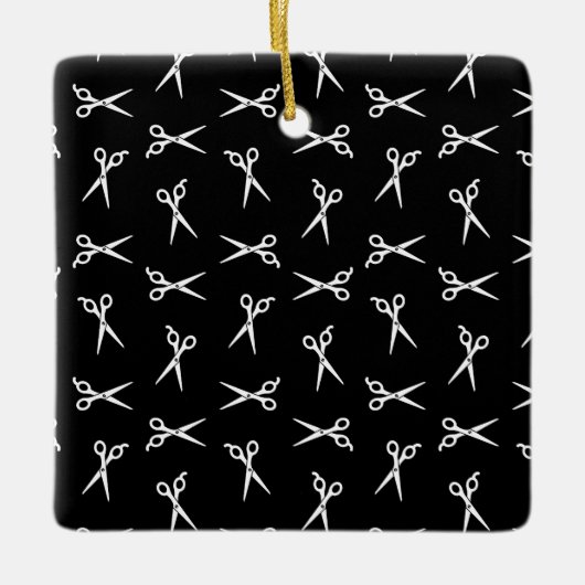 Salon Hair Scissors Print Pattern Barber Shears Keramisch Ornament (Voorkant)
