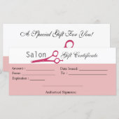 Salon Hair Stylist Cosmetoloog Cadeaubon (Voorkant / Achterkant)