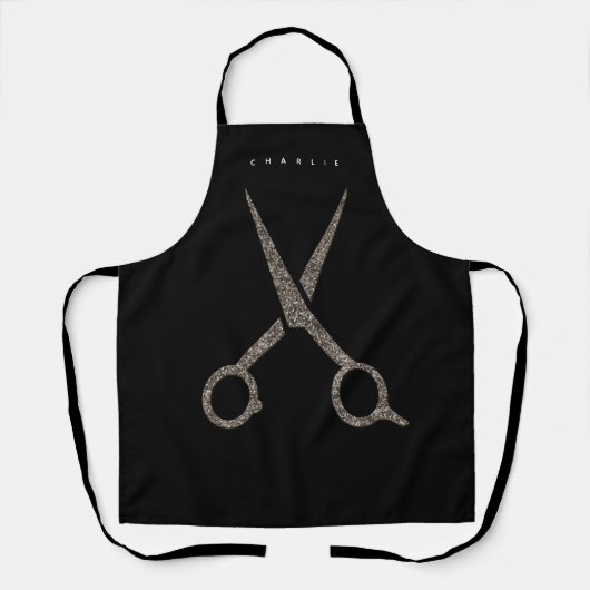 SALON Hair stylist - moderne schaar zwart Apron Schort (Voorkant)