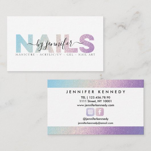 Salon Holographic Iridescent Glam van Nail Technic Visitekaartje (Voorkant / Achterkant)
