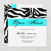Salon Invitation Open House en Zebra Blue Kaart (Voorkant / Achterkant)