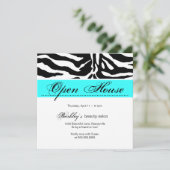 Salon Invitation Open House en Zebra Blue Kaart (Staand voorkant)