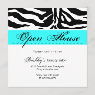 Salon Invitation Open House en Zebra Blue Kaart