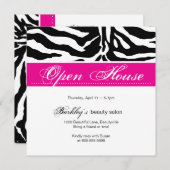 Salon Invitation Open House en Zebra Roze Kaart (Voorkant / Achterkant)